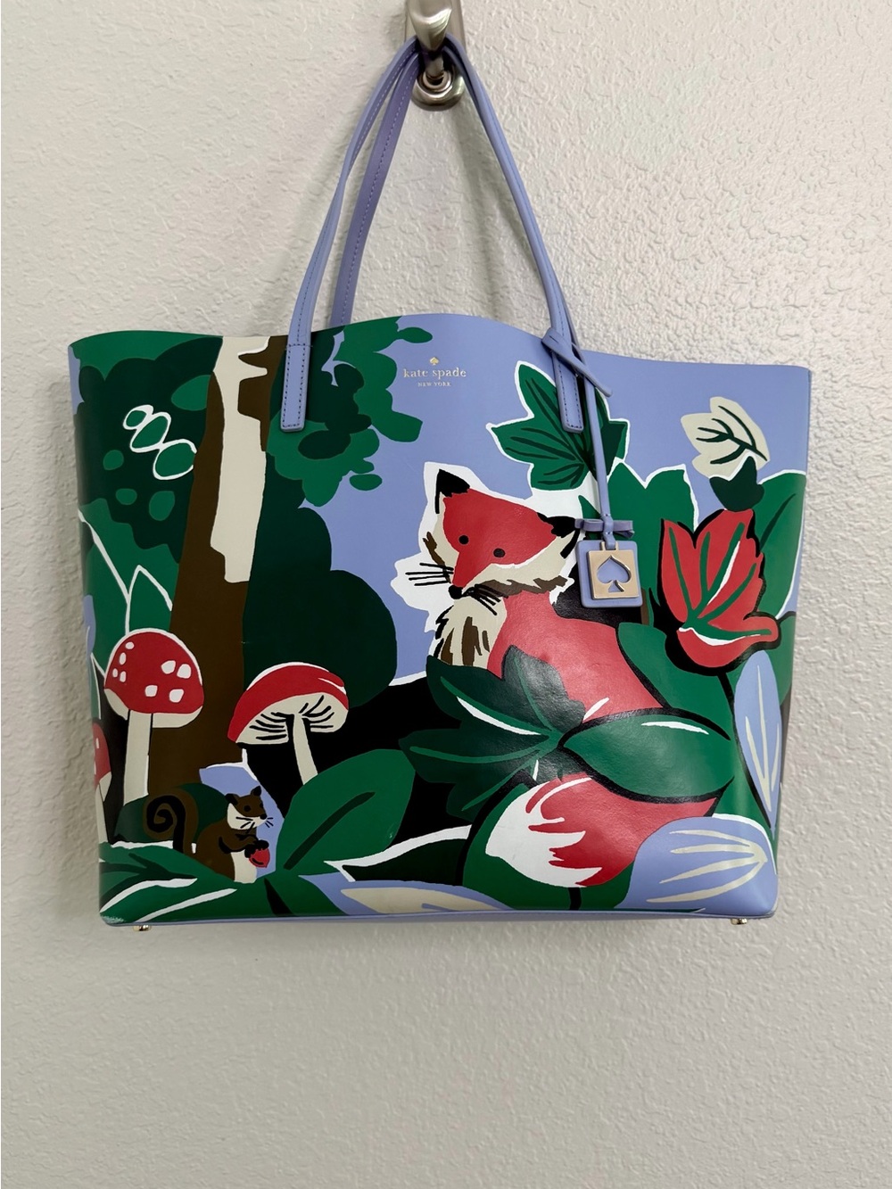 Kate Spade Blaze a Trail Len Fox Mushroom Woodland Large Tote
